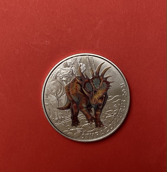 3 Euro Münze Österreich 2021-Styracosaurus aus der Dinosaurier-Serie